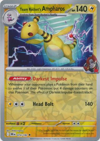 Team Rocket's Ampharos - 074/182 - Uncommon Reverse Holo (Español LA)