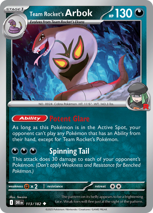 Team Rocket's Arbok - 113/182 - Uncommon (Español LA)