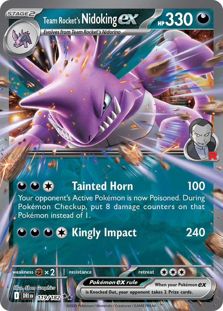 Team Rocket's Nidoking ex - 119/182 - Double Rare (Español LA)