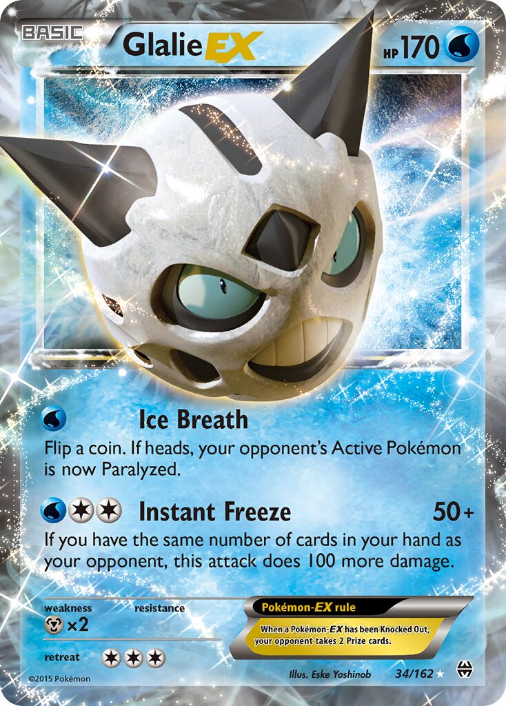 Glalie-EX - 34/162 - Rare Holo EX