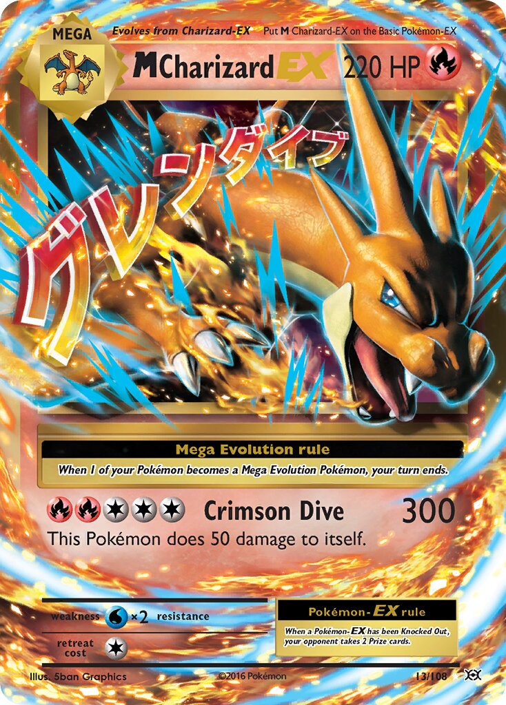 M Charizard-EX - 13/108 - Rare Holo EX