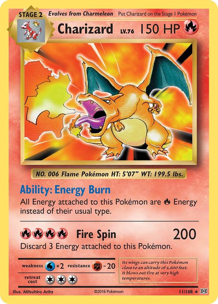 Charizard - 11/108 - Rare Holo