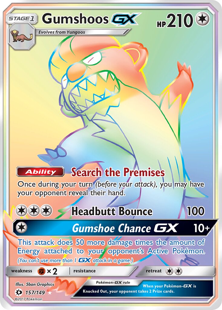 Gumshoos-GX - 157/149 - Rare Rainbow