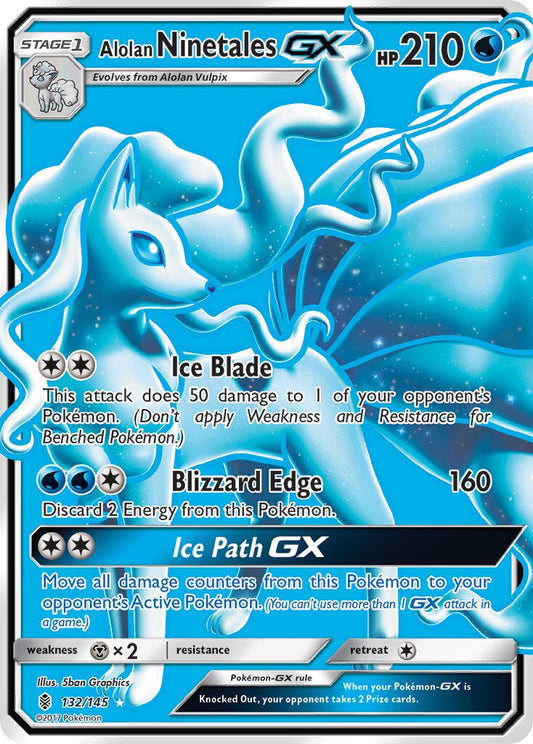 Alolan Ninetales-GX - 132/145 - Rare Ultra