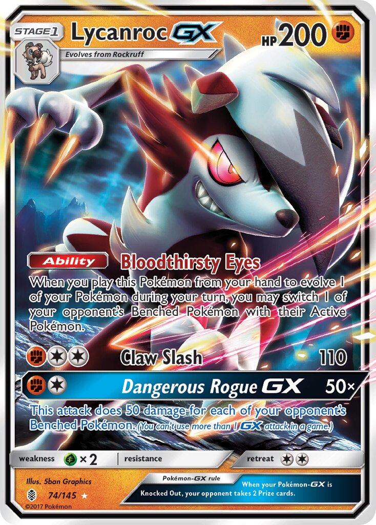 Lycanroc-GX - 74/145 - Rare Holo GX
