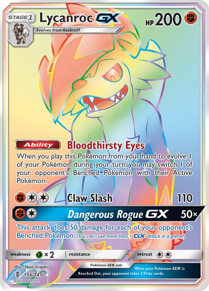 Lycanroc-GX - 156/145 - Rare Rainbow