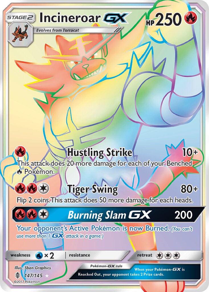 Incineroar-GX - 147/145 - Rare Rainbow
