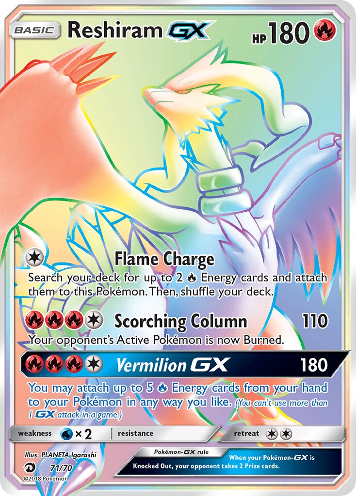 Reshiram-GX - 71/70 - Rare Rainbow