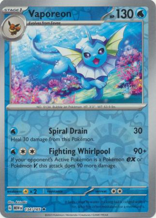 Vaporeon - 134/165 - Holo Rare Reverse Holo (Español)