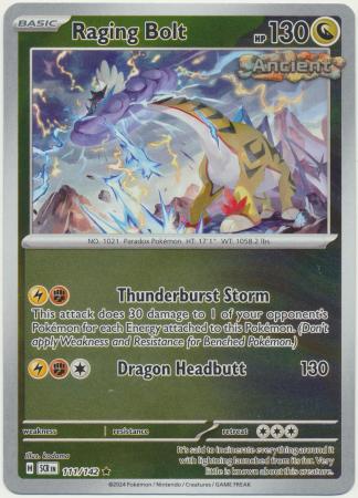 Raging Bolt - 111/142 - Reverse Holo Rare (Español)