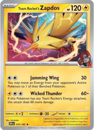 Team Rocket's Zapdos - 070/182 - Holo Rare (Español LA)