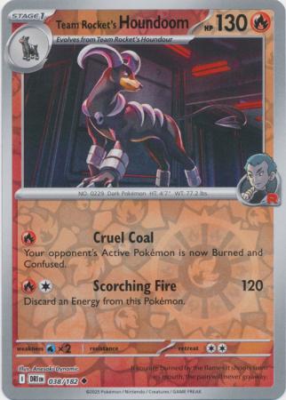 Team Rocket's Houndoom - 038/182 - Uncommon Reverse Holo (Español LA)