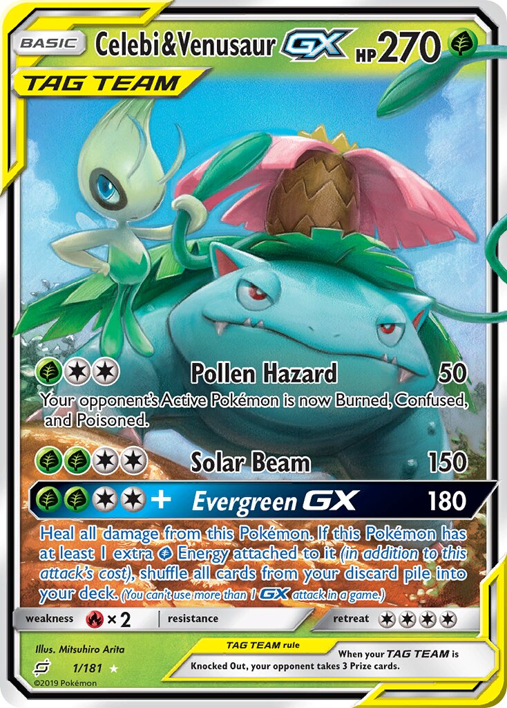 Celebi & Venusaur-GX - 1/181 - Rare Holo GX