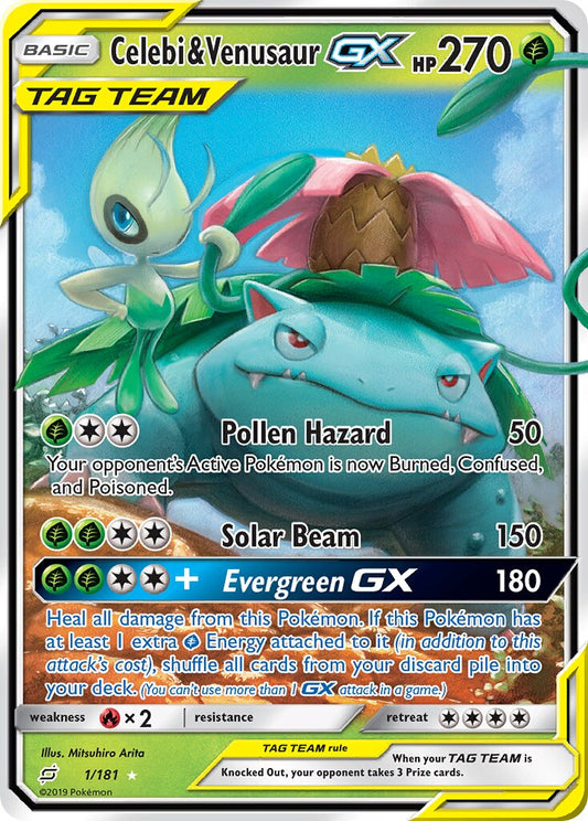 Celebi & Venusaur-GX - 1/181 - Rare Holo GX
