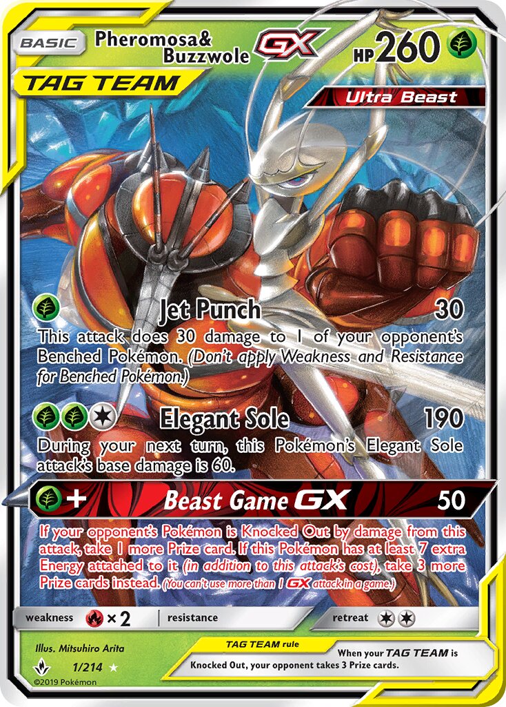 Pheromosa & Buzzwole-GX - 1/214 - Rare Holo GX