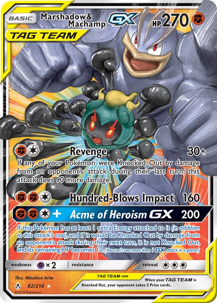 Marshadow & Machamp-GX - 82/214 - Rare Holo GX