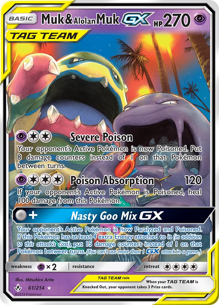 Muk & Alolan Muk-GX - 61/214 - Rare Holo GX