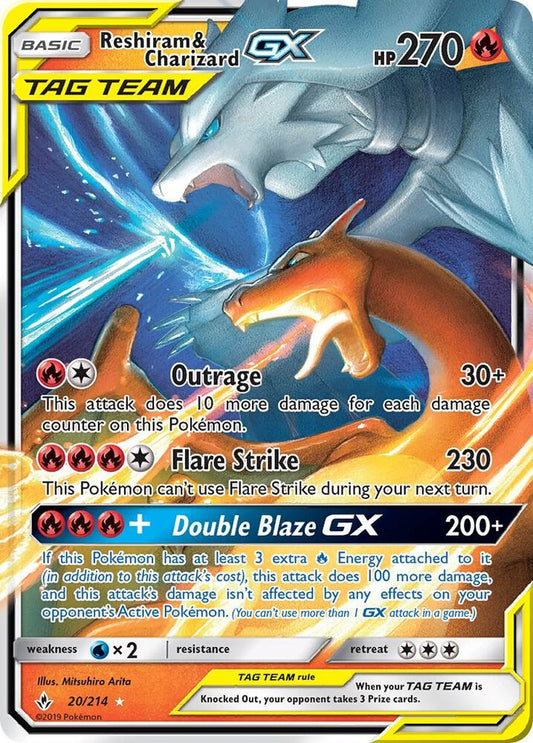 Reshiram & Charizard-GX - 20/214 - Rare Holo GX