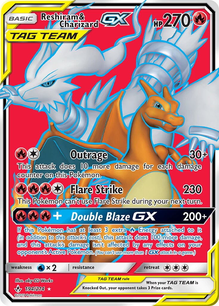 Reshiram & Charizard-GX - 194/214 - Rare Ultra