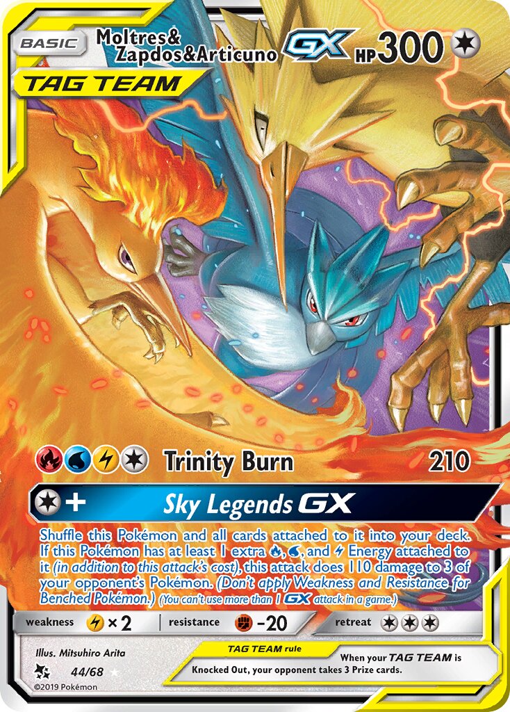 Moltres & Zapdos & Articuno-GX - 44/68 - Rare Holo GX
