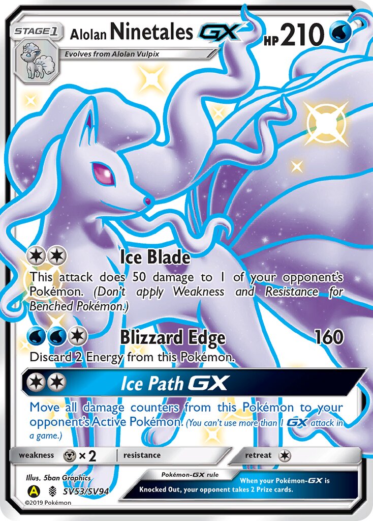 Alolan Ninetales-GX - SV53/SV94 - Rare Shiny GX