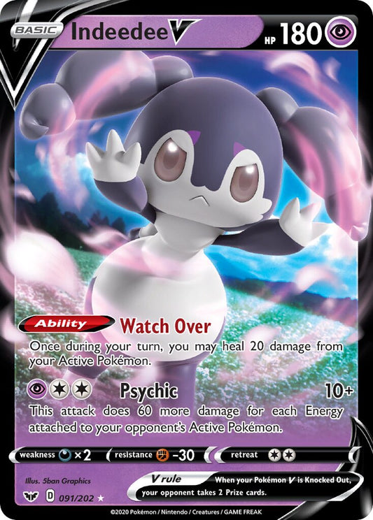 Indeedee V - 091/202 - Holo Rare V