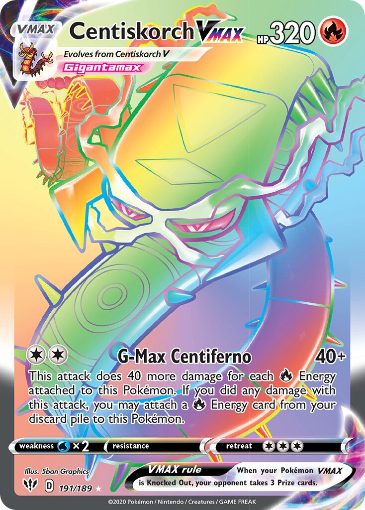 Centiskorch VMAX - 191/189 - Rare Rainbow