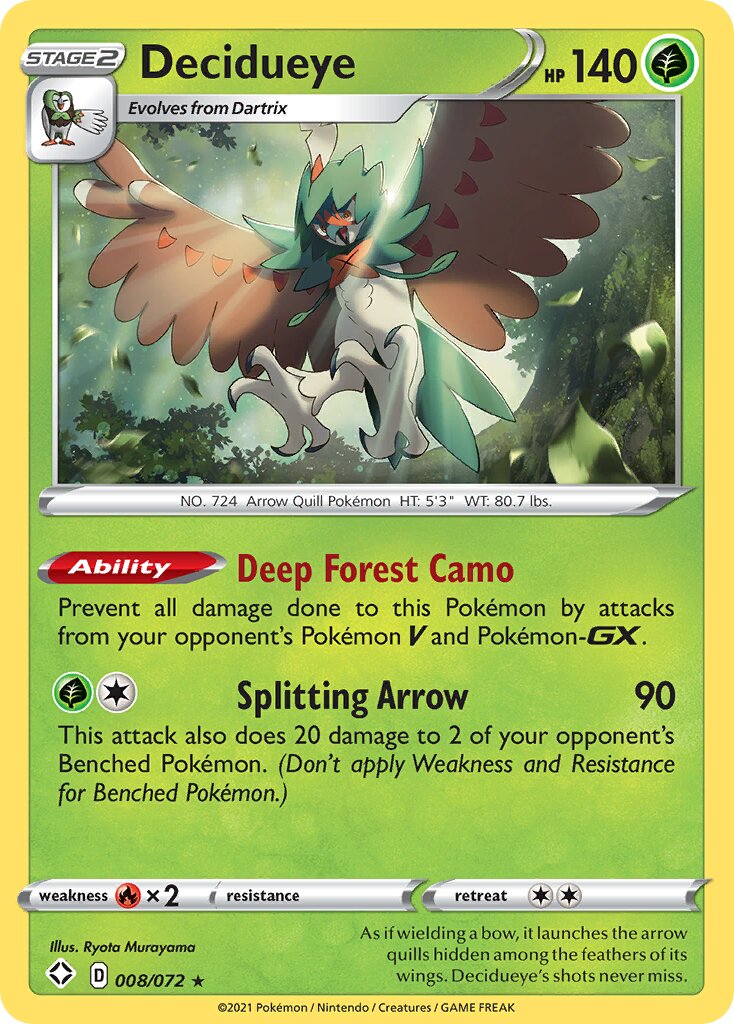 Decidueye - 008/072 - Rare Holo