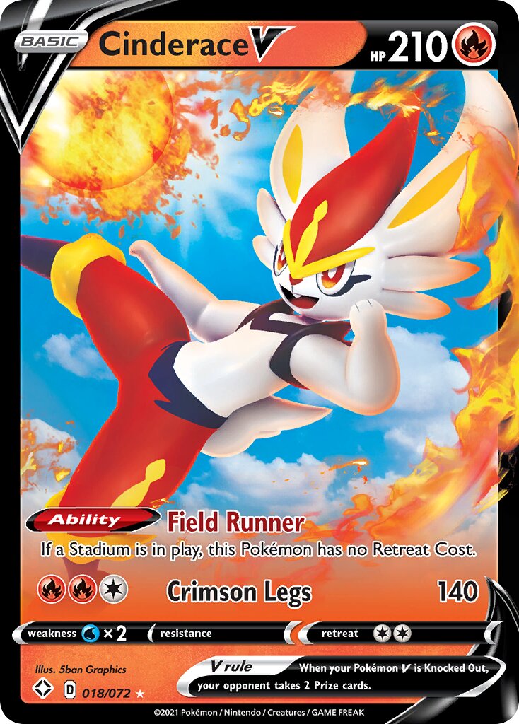 Cinderace V - 018/072 - Holo Rare V