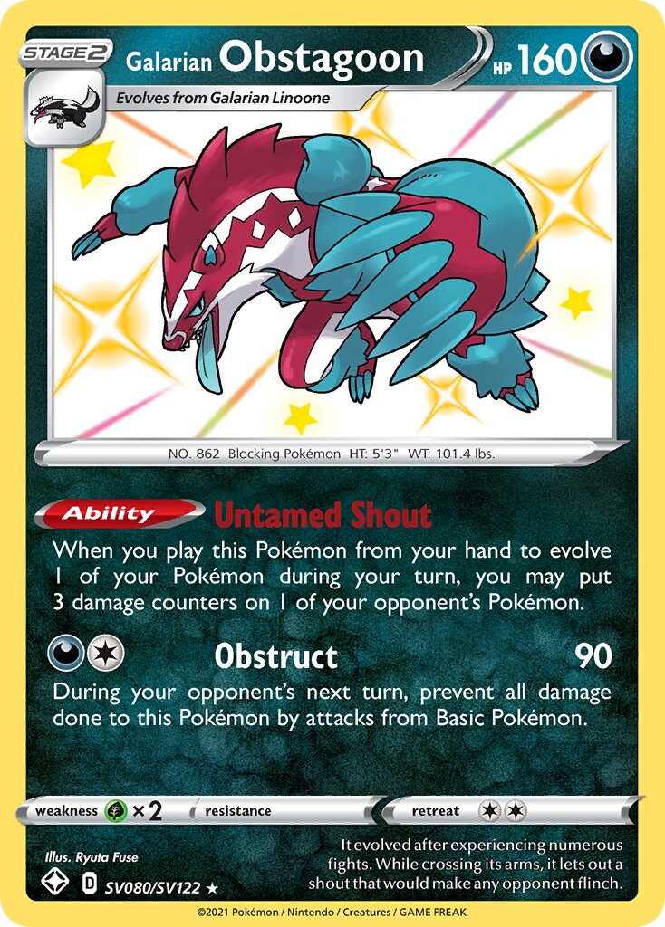 Galarian Obstagoon - SV080/SV122 - Rare Shiny