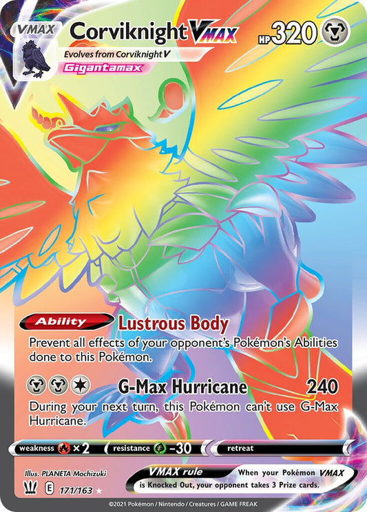 Corviknight VMAX - 171/163 - Rare Rainbow
