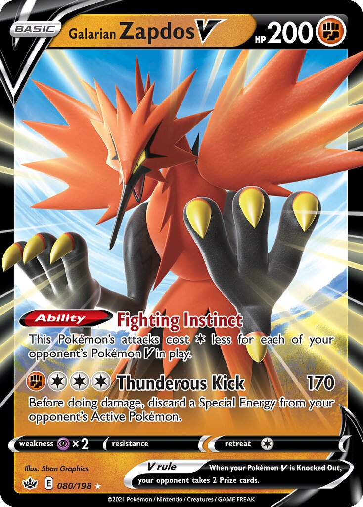 Galarian Zapdos V - 080/198 - Holo Rare V