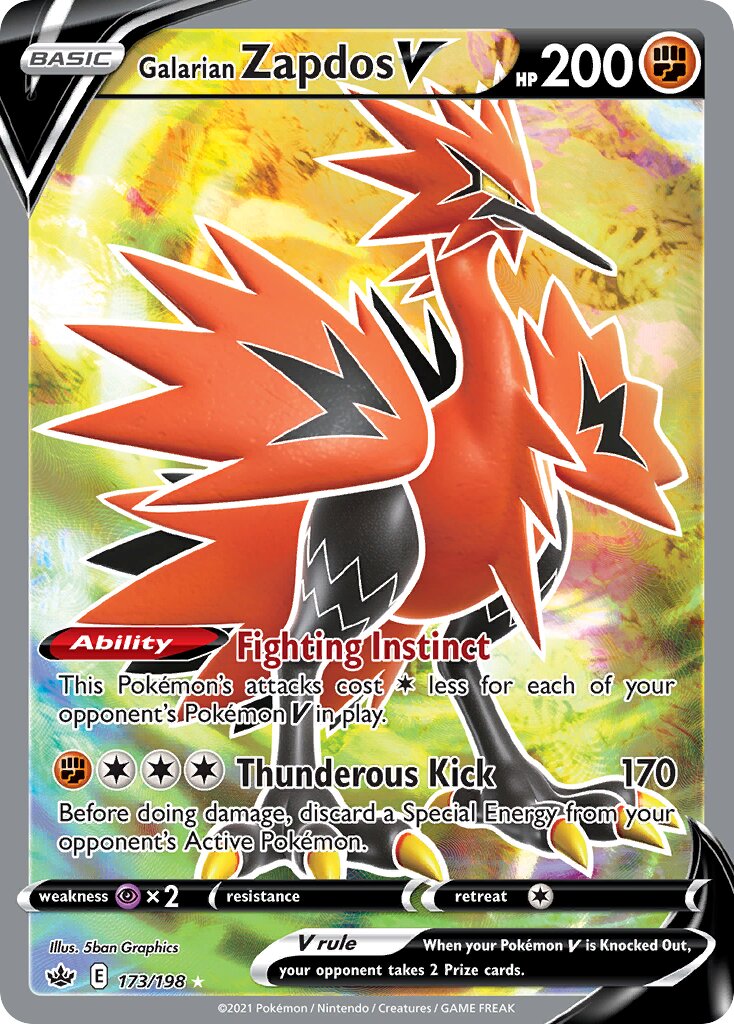 Galarian Zapdos V - 173/198 - Rare Ultra