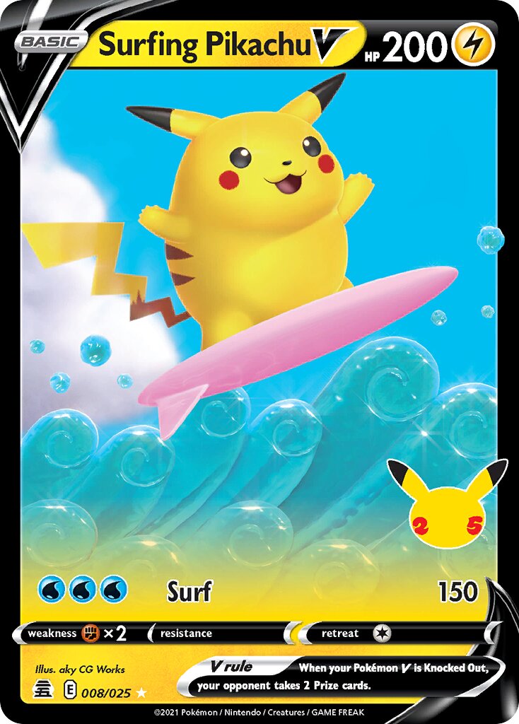 Surfing Pikachu V - 008/025 - Holo Rare V