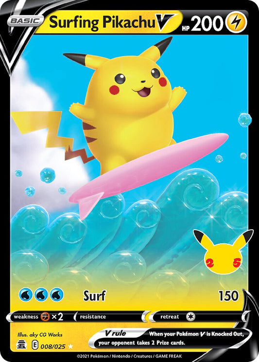 Surfing Pikachu V - 008/025 - Holo Rare V