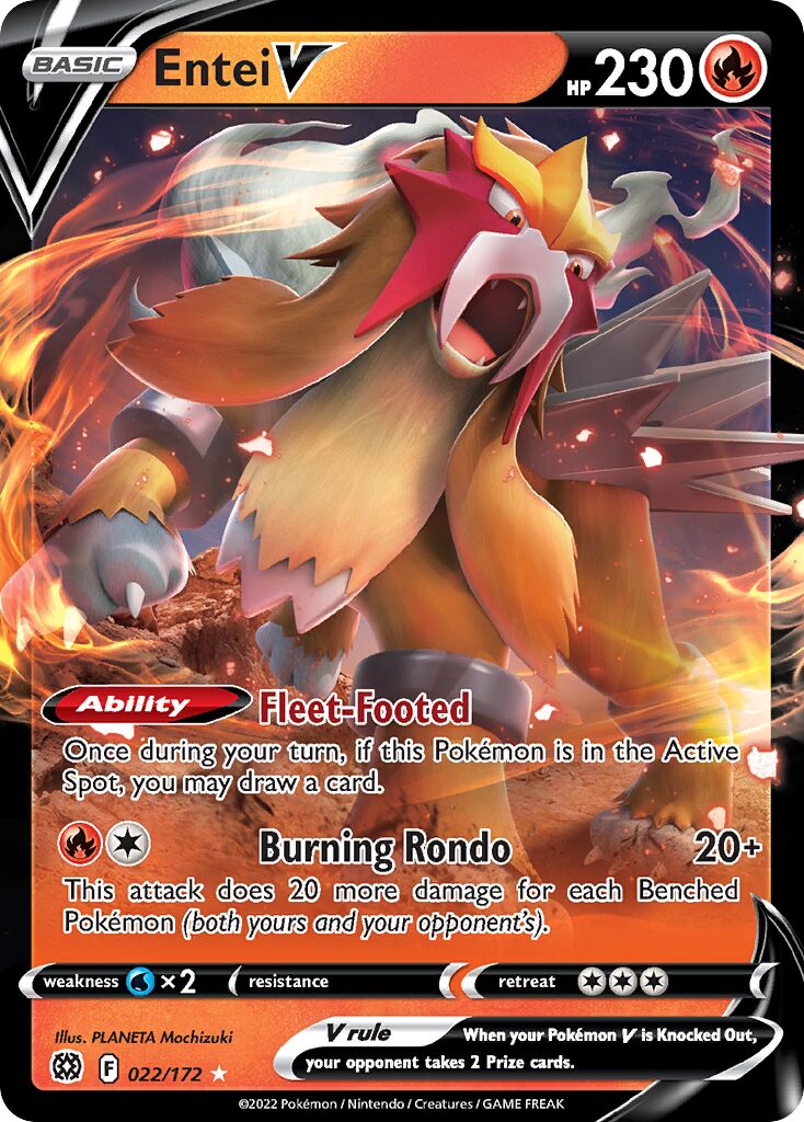 Entei V - 022/172 - Holo Rare V