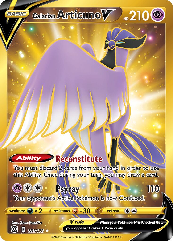 Galarian Articuno V - 181/172 - Rare Secret