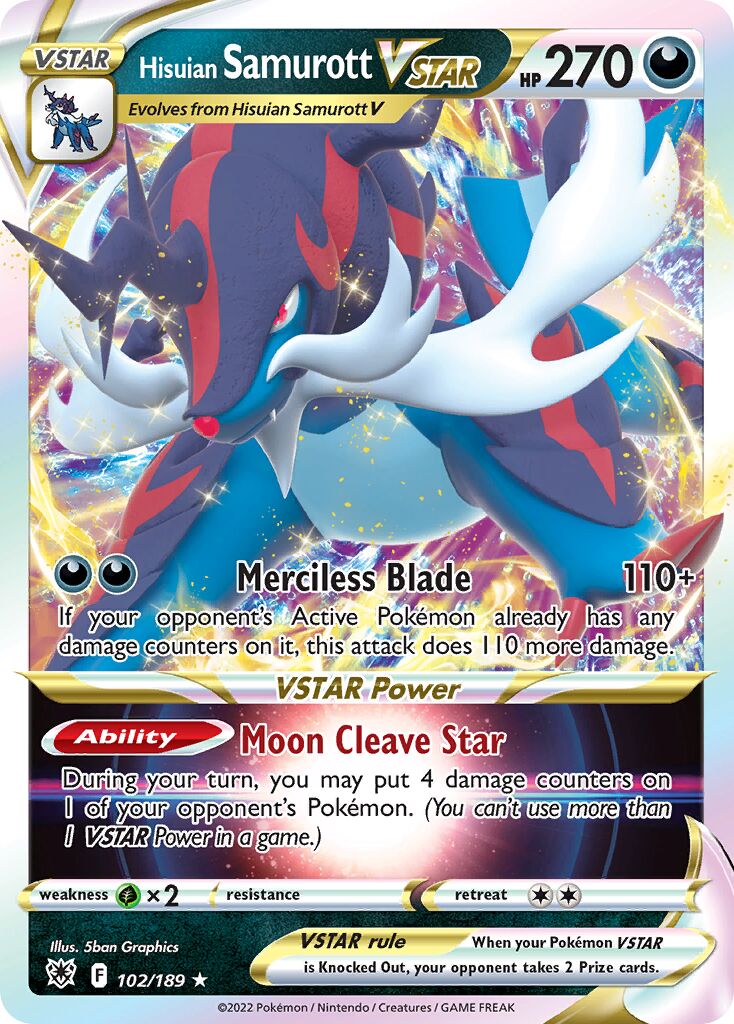 Hisuian Samurott VSTAR - 102/189 - Holo Rare VSTAR