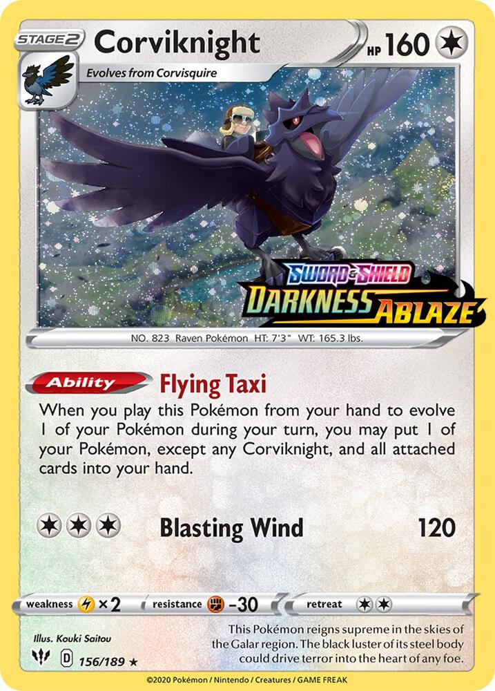 Corviknight - 156/189 (Darkness Ablaze Stamped) - 156/189 - Promo