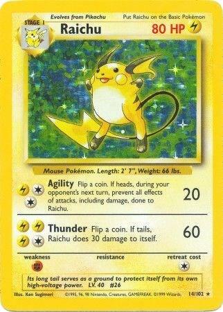 Raichu - 14/102 - Rare Holo