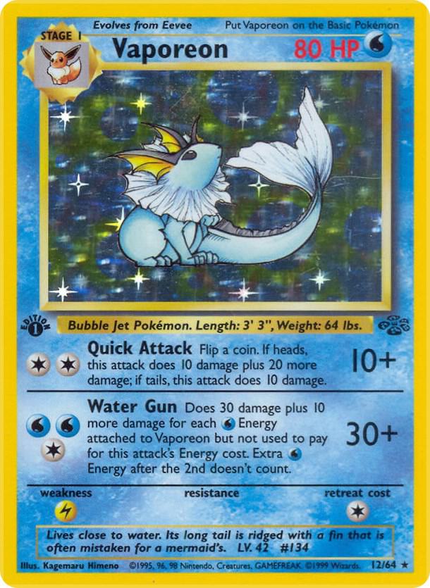 Vaporeon - 12/64 - Unlimited Holofoil Rare Holo