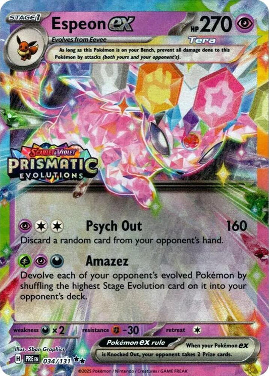 Espeon ex - 034/131 (Prismatic Evolutions Stamp) - 034/131 - Promo