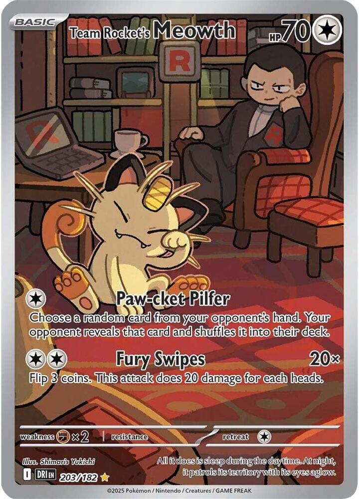Team Rocket's Meowth - 203/182 - Illustration Rare