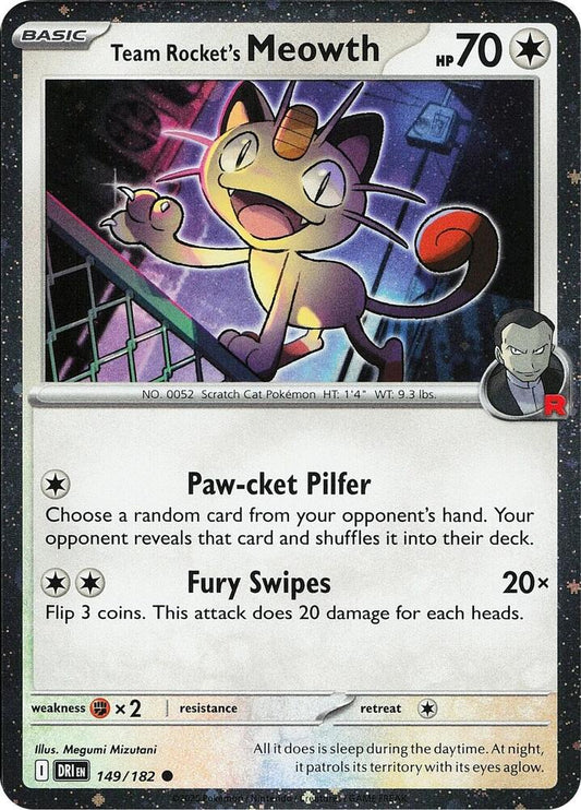 Team Rocket's Meowth (Cosmos Holo) - 149/182 - Common