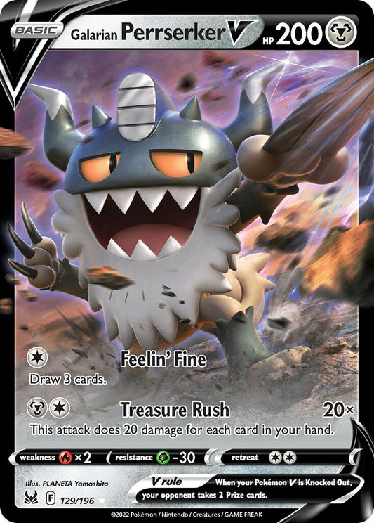 Galarian Perrserker V - 129/196 - Holo Rare V