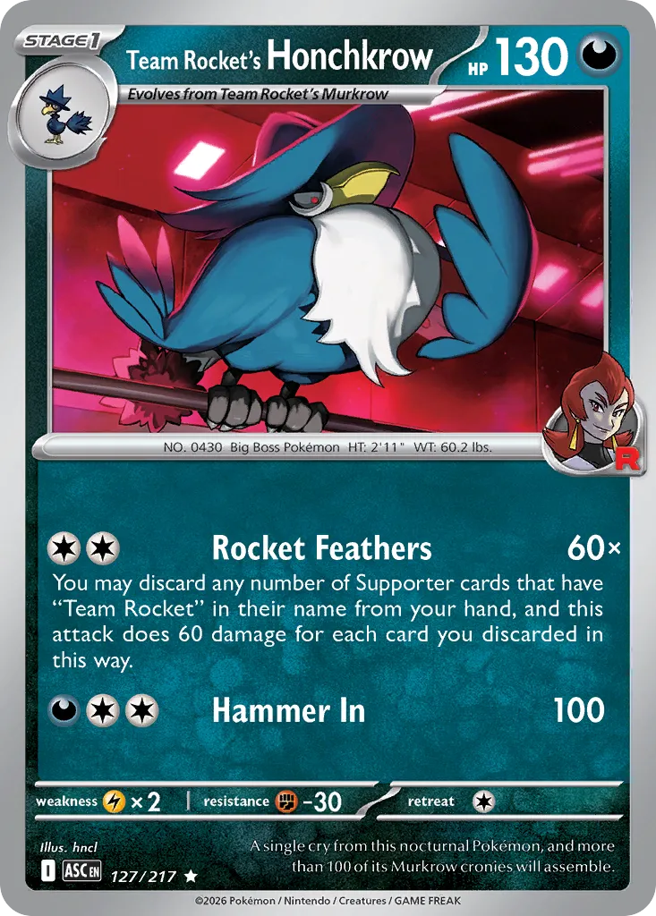 Team Rocket's Honchkrow - 127/217 - Rare