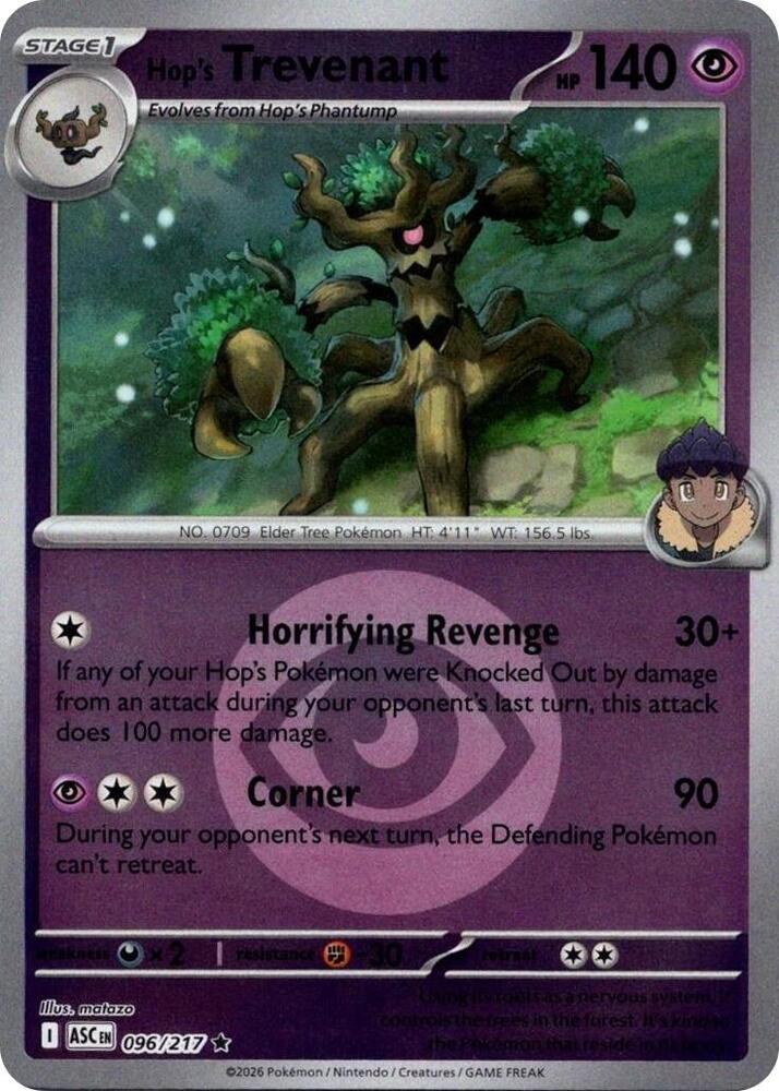 Hop's Trevenant - 096/217 (Energy Symbol Pattern) - 096/217 - Rare