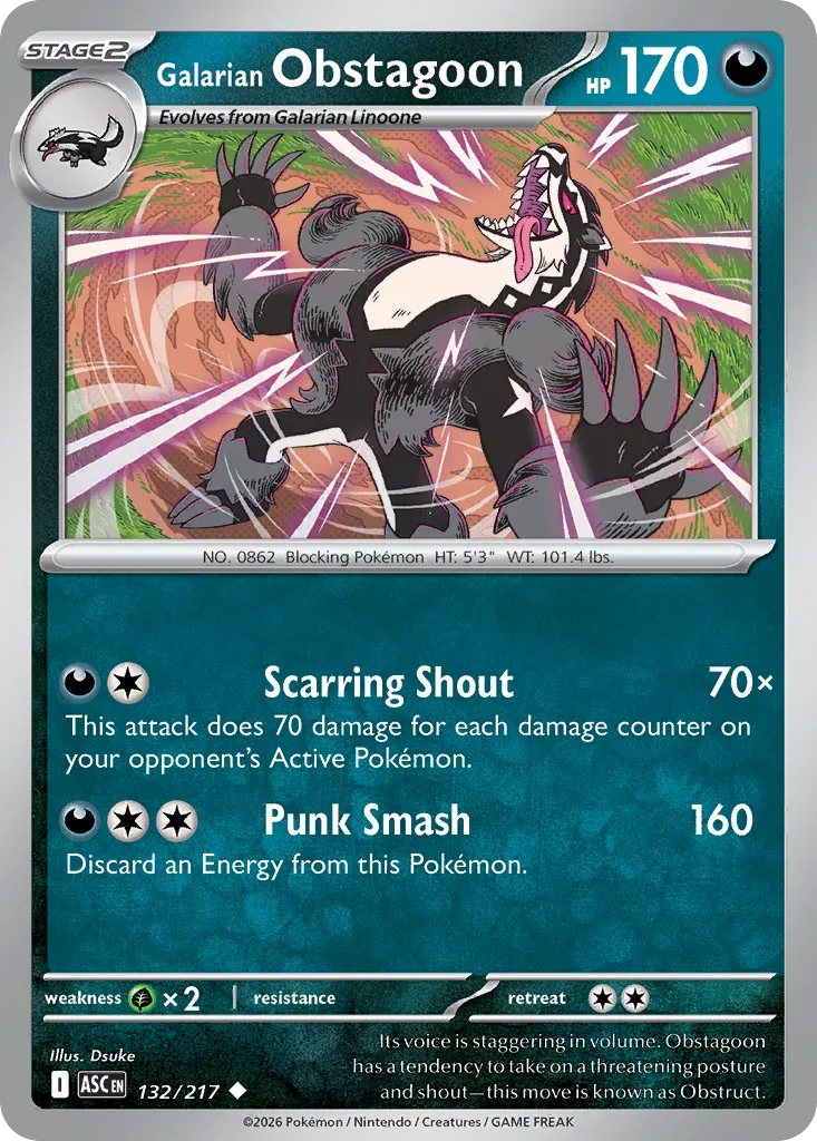 Galarian Obstagoon - 132/217 - Uncommon