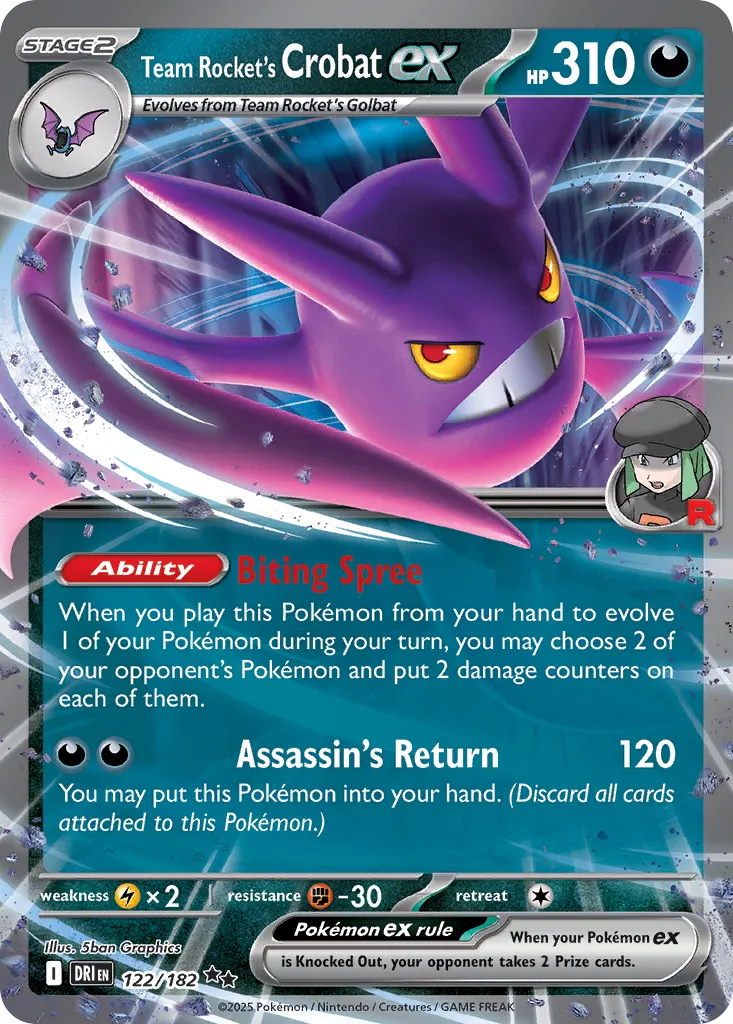 Team Rocket's Crobat ex - 122/182 - Double Rare