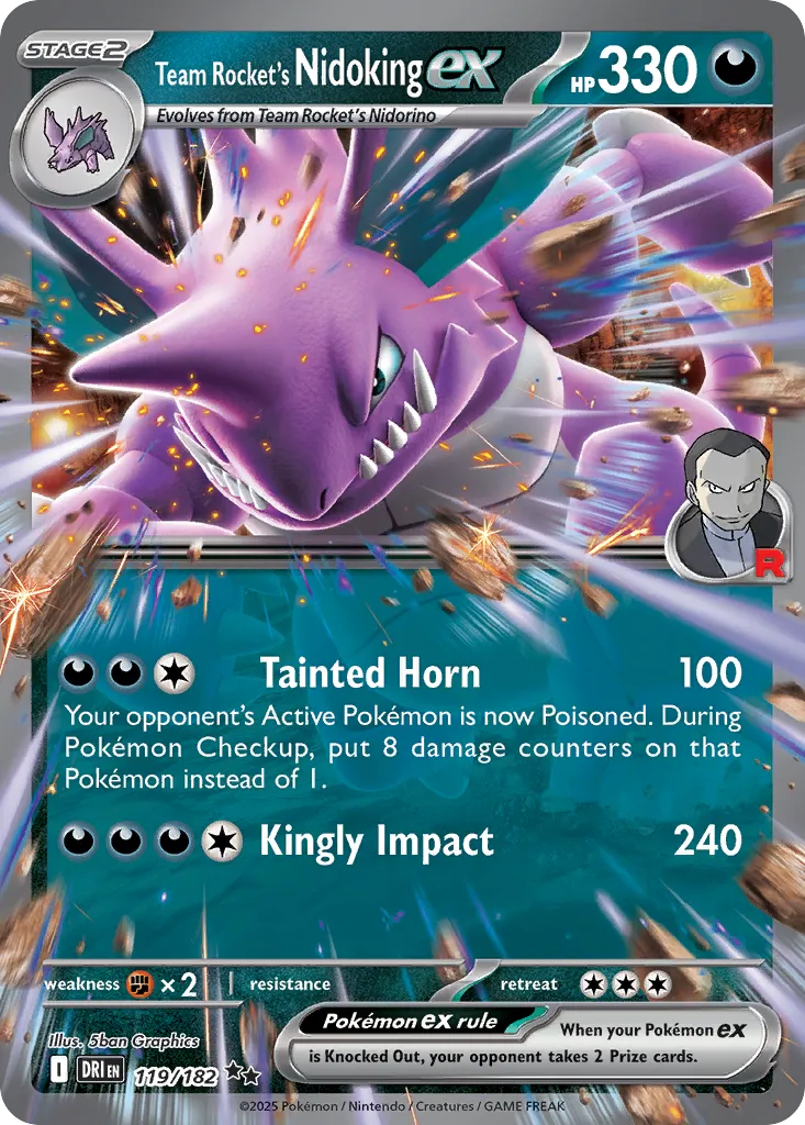 Team Rocket's Nidoking ex - 119/182 - Double Rare